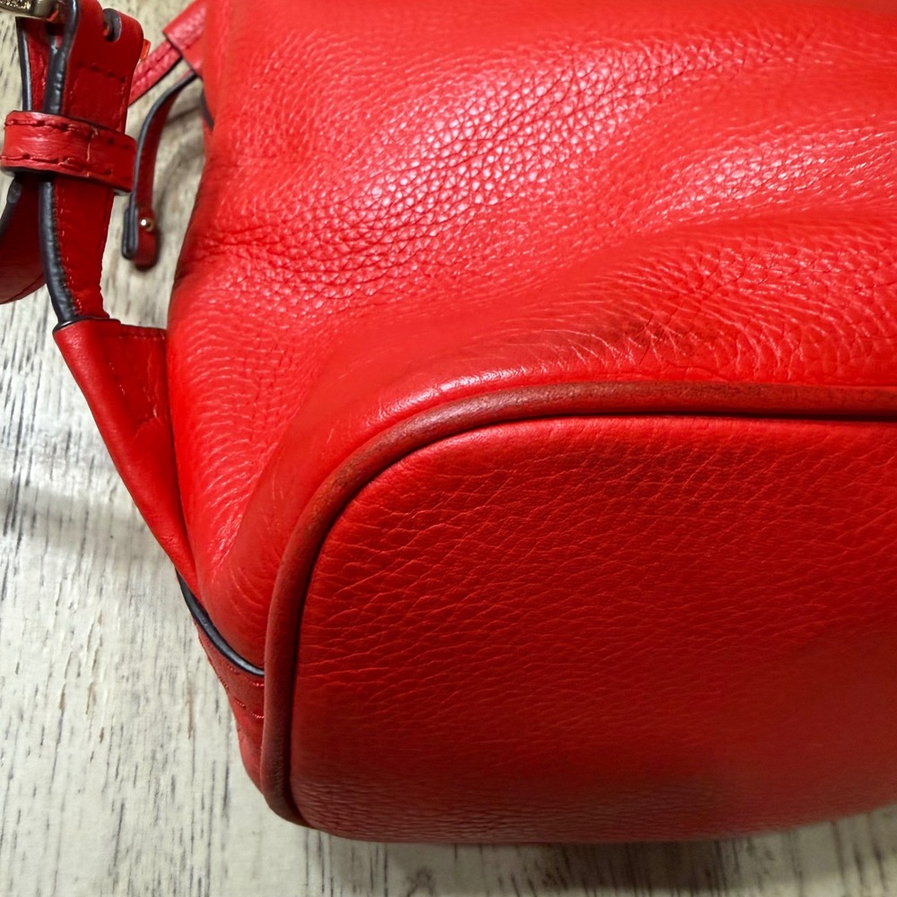 Michael Kors‎ Red Pebbled Leather Convertible Backpack Purse Gold Hardware - Picture 9 of 16